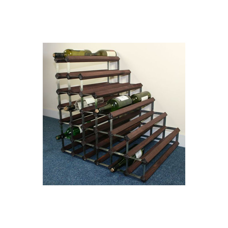 54 Bottle Floor Wine Bottle Rack, Dark Oak Stained Pine