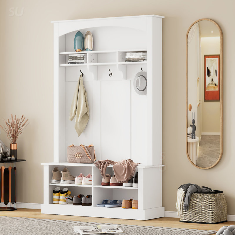 Range-chaussures autoportant, armoire de rangement moderne pour vestibule, Blanc
