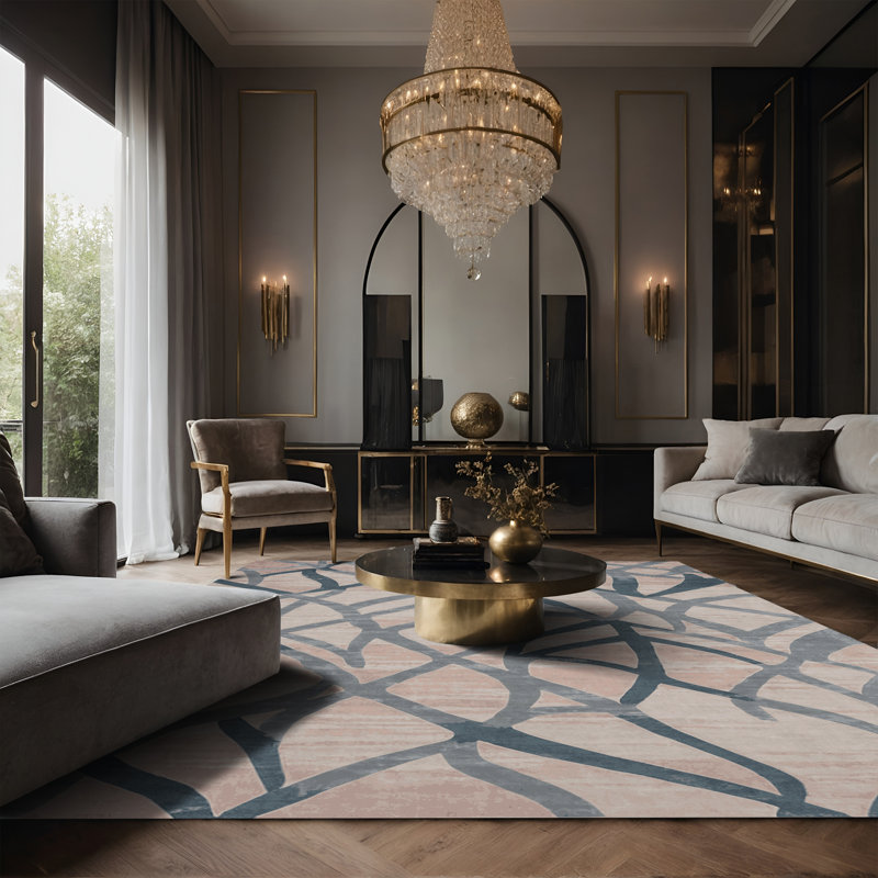 Tapis gris soyeux et moelleux, Rectangle 5 pi x 7 pi