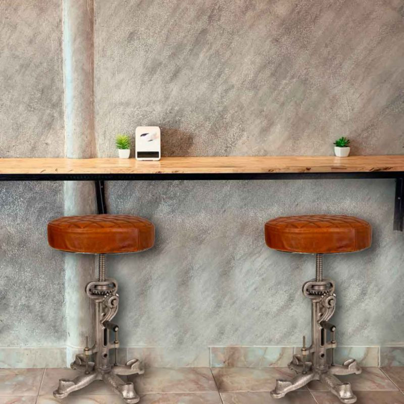 Upholstered Counter Stool with Metal Frame