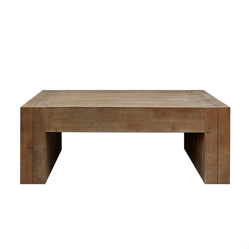 Wood Coffee Table, 49In Modern Farmhouse Rectangular Table, Brown