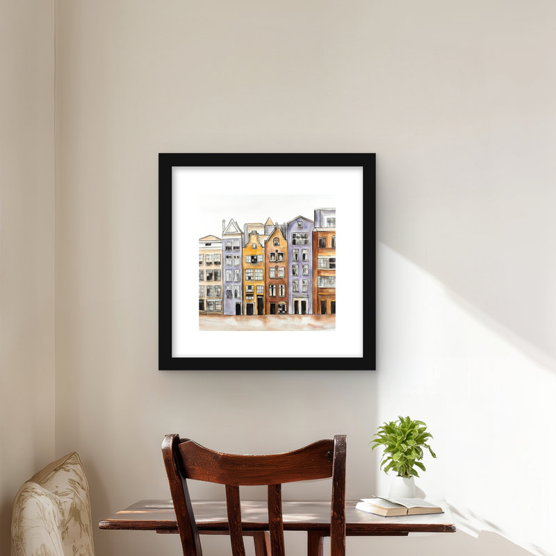 Hôtel Amsterdam House | Reproduction encadrée matte pour la décoration intérieure, H 16 po x l 16 po, Noir