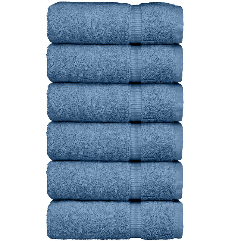 Ensemble de 6 serviettes en coton Wellston, Bleu