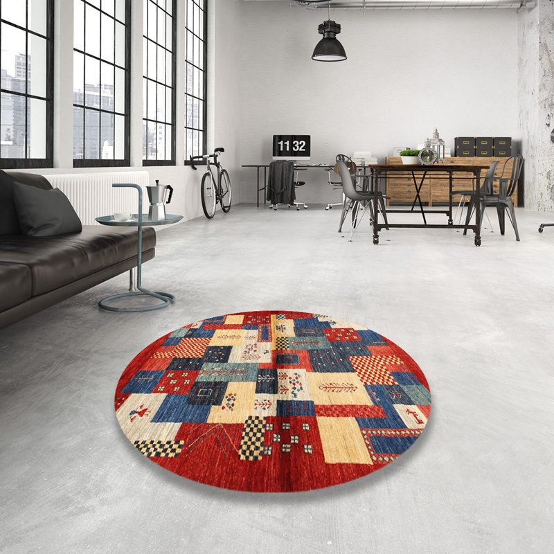 Tapis beige/brun/gris contemporain, Rond 7 pi