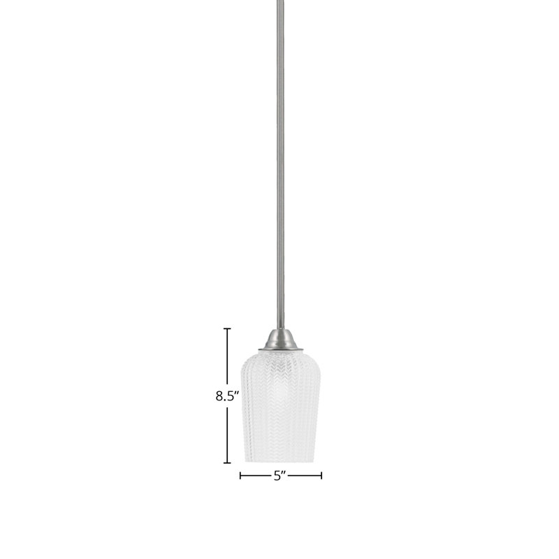 Luminaire suspendu sur pied Paramount avec verre texturé de 5 po, Nickel brossé, Blanc