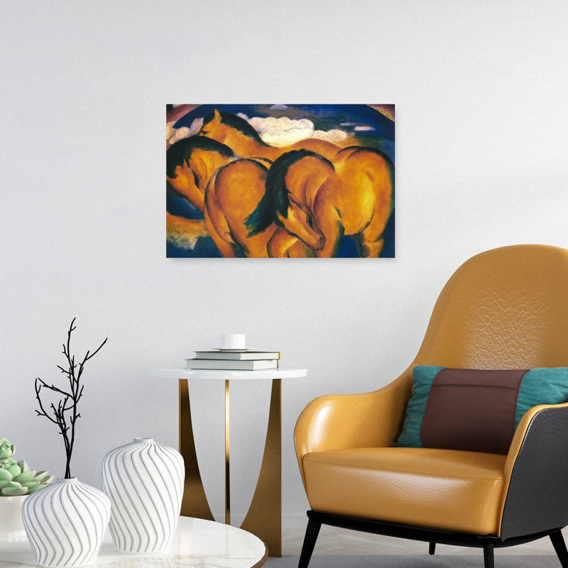Little Yellow Horses Classic Abstract Contemporary Horse Landscape Wildlife Wall Art Print 1 Piece Wrapped Canvas Wall Art