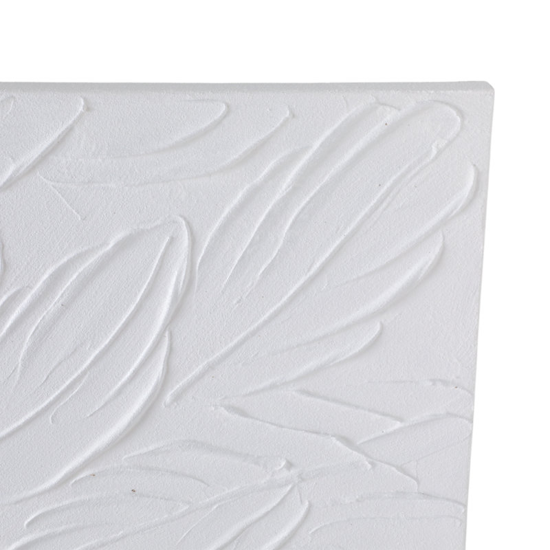Bohm Canvas Art Wall Decor - Textured Leaf Design - Wood & Frame - Glam Modern Style - For Home, Office, Bedroom, Or Living Room - Set Of 4 - 20" Ivory & White