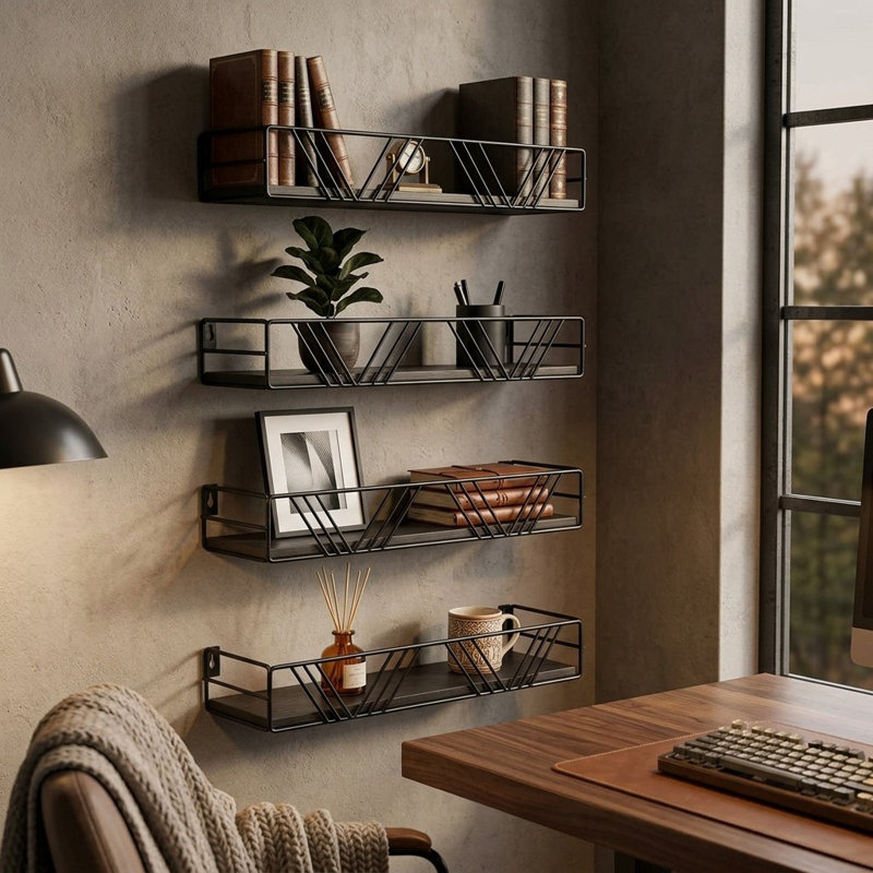 4 Piece Wood Floating Shelf