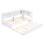 Lit de jour simple avec lit gigogne et rangement - Fentes en bois massif blanc-95154639