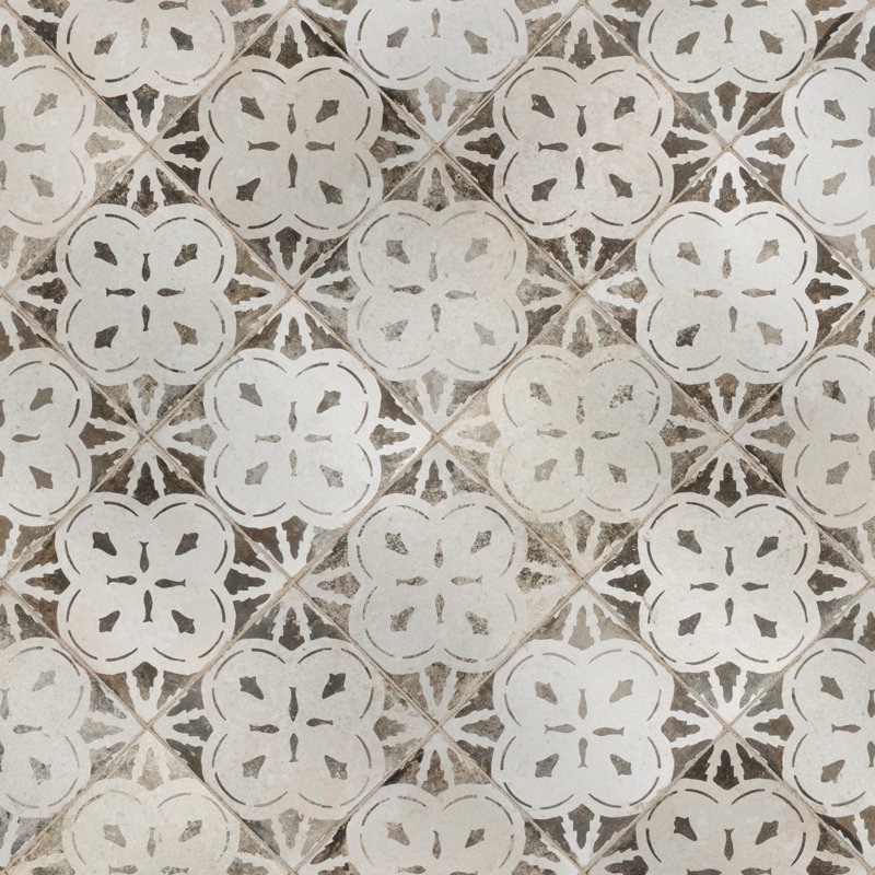 Kings 18" x 18" Ceramic Patterned Wall & Floor Tile, Black/White