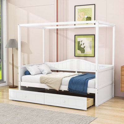 Twin Size Wood Canopy Daybed with Drawers by Lark Manor