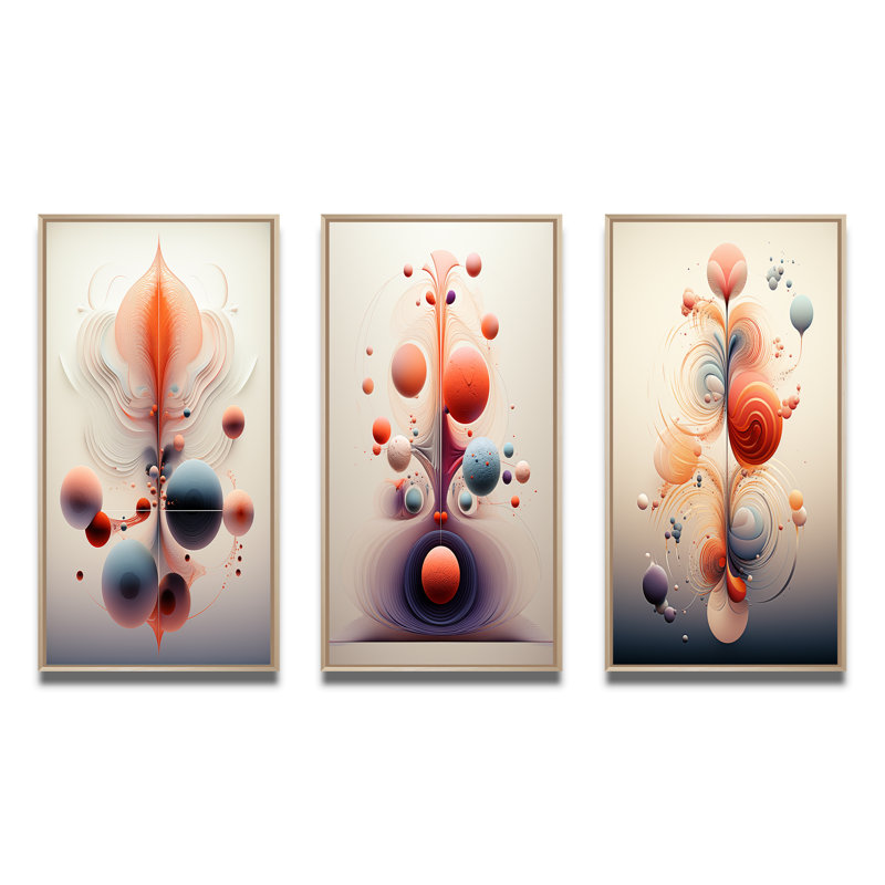 «Metamorphosis Interior Design Retro Futuristic», 3 pièces sur toile, Encadré naturel, H 32 po x l 48 po