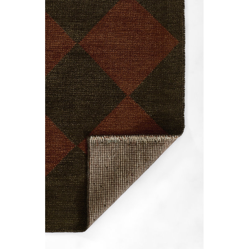 Copper and Dark Brown Rectangular Wool Handmade Area Rug