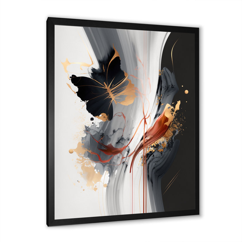 Papillon moderne, reproduction d'art abstrait mural, Cadre photo noir, H 20 po x l 12 po x P 1 po