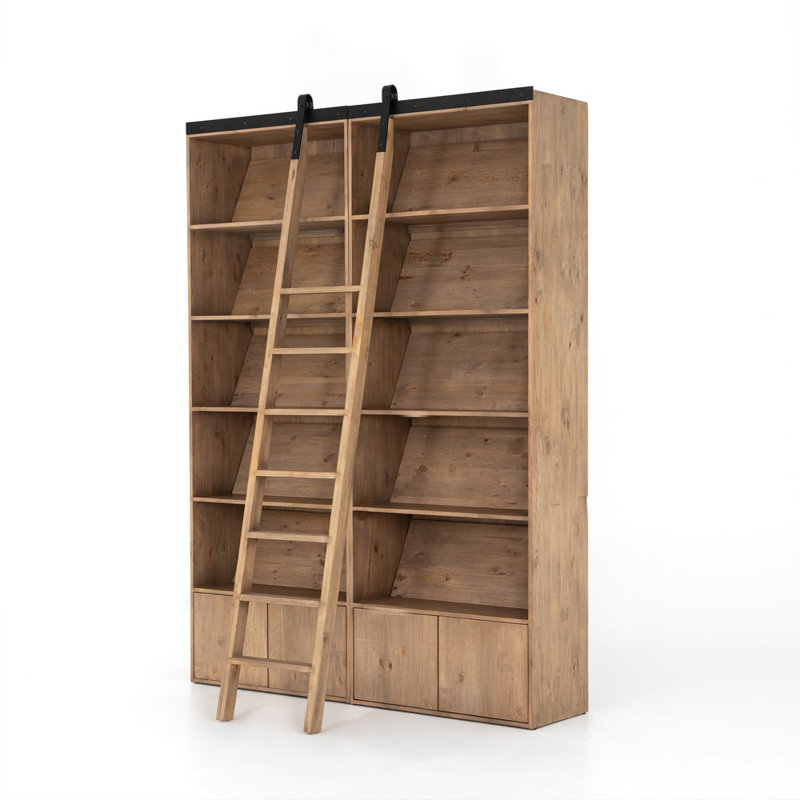 Bane Solid Wood Bookcase, Smoked Pine