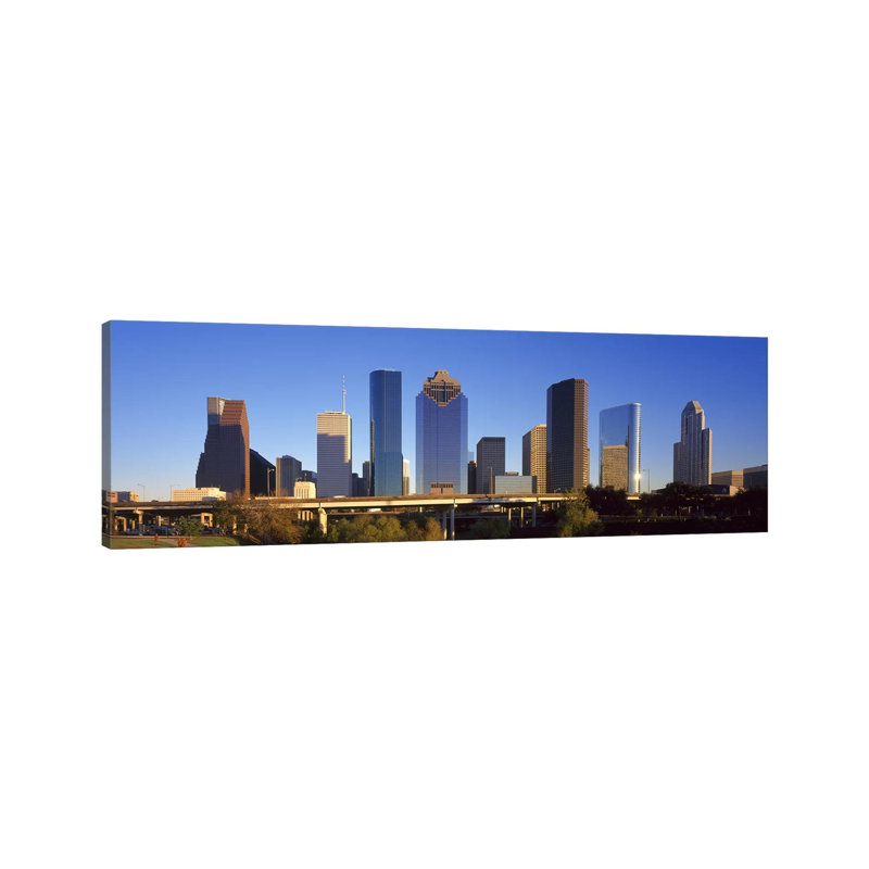 Skyscrapers Against Blue Sky, Houston, Texas, USA - Wrapped Canvas Panoramic Print, 30.48 cm H x 91.44 cm W x 1.91 cm D