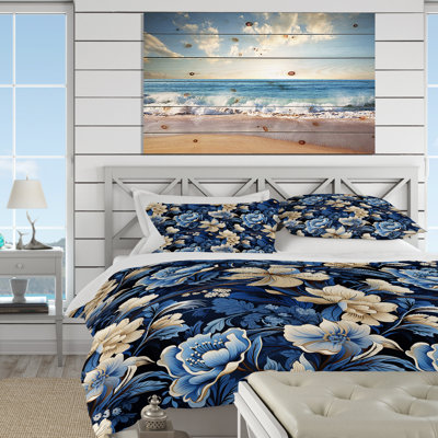 Ensemble de housse de couette russe, fleurs bleues et blanches Reflections II