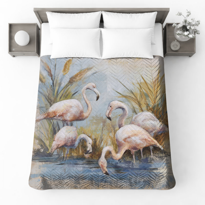 Flamants roses dans l'eau Bedding, Très grand lit