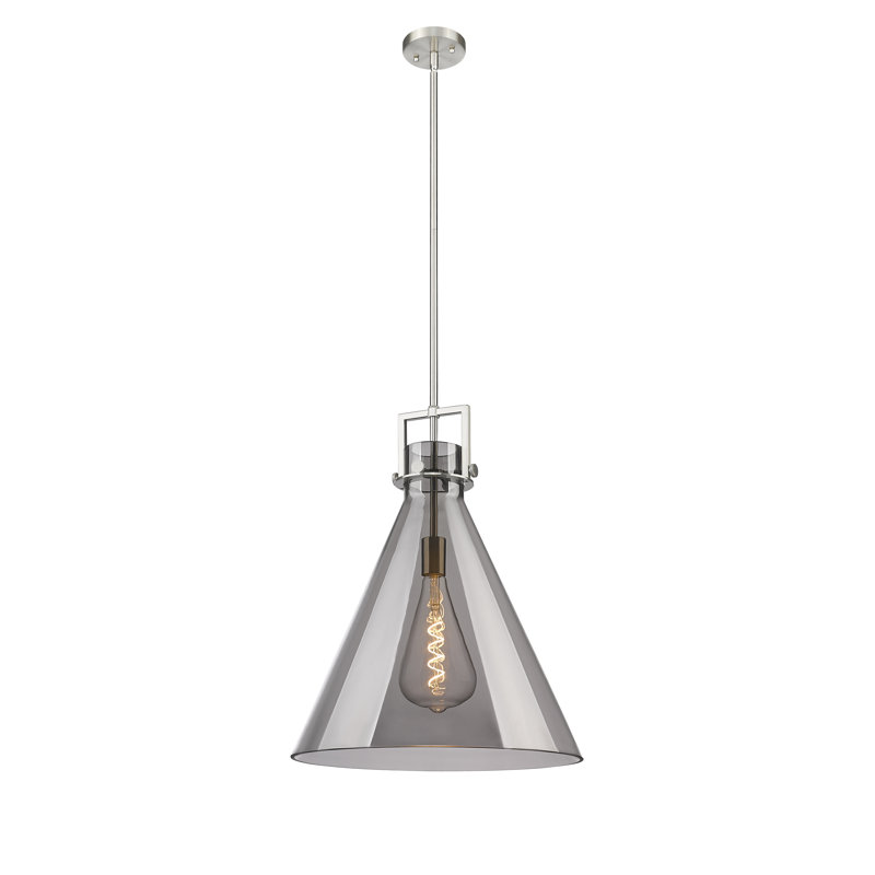 Luminaire suspendu avec tige 30 po Coterie, Plaqué couleur fumée, H 22,75 po x l 18 po x P 18 po, Nickel satiné