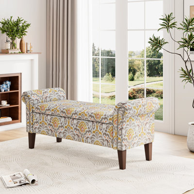Rangement - Banc rembourré multicolore 12,75 po Hauteur de l'emballage: poids de 54,17 lb, revêtement, pieds carrés