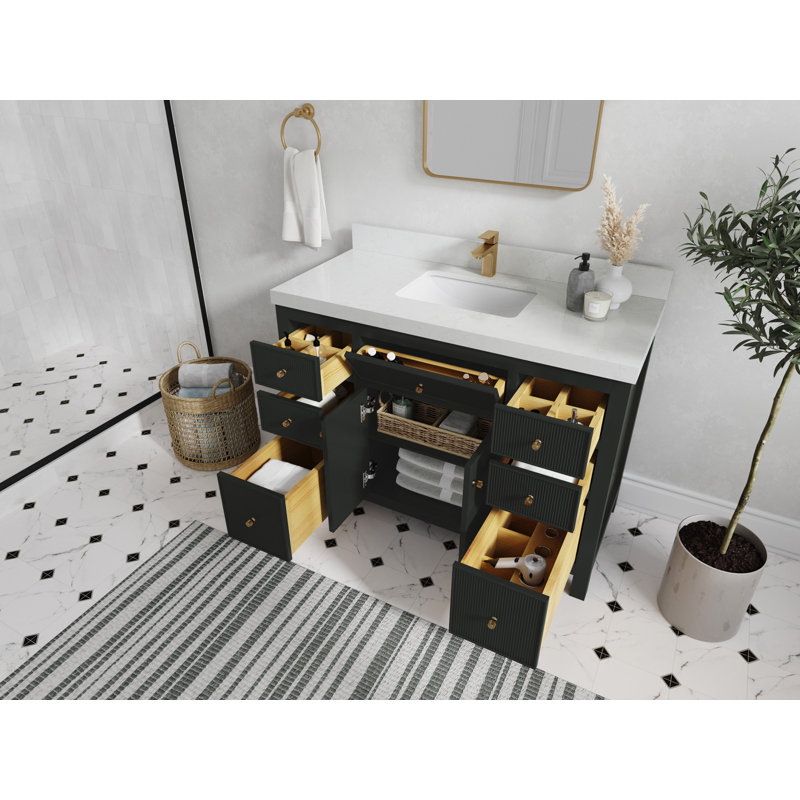 Sonoma 48 In. W X 22 In. D Single Sink Bathroom Vanity In Blacktop With 2 In. Venatino Quartz