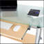 Bureau d'ordinateur à roulettes Techni Mobile, verre et argent