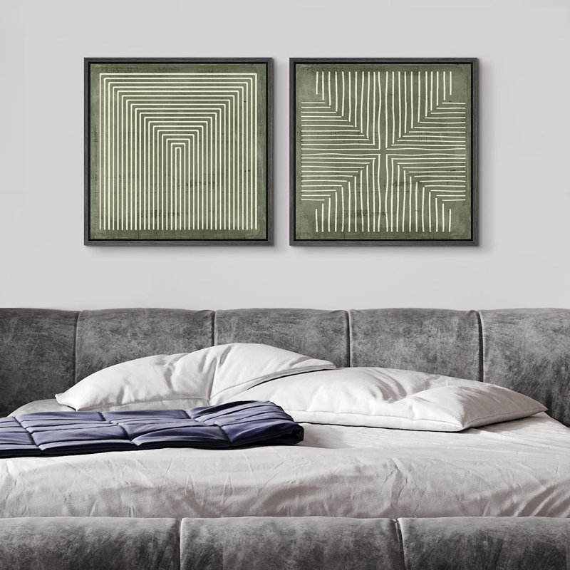 Motif géométrique de lignes murales, œuvre d'art abstraite minimaliste neutre, reproduction d'art sur toile encadrée, 2 pièces