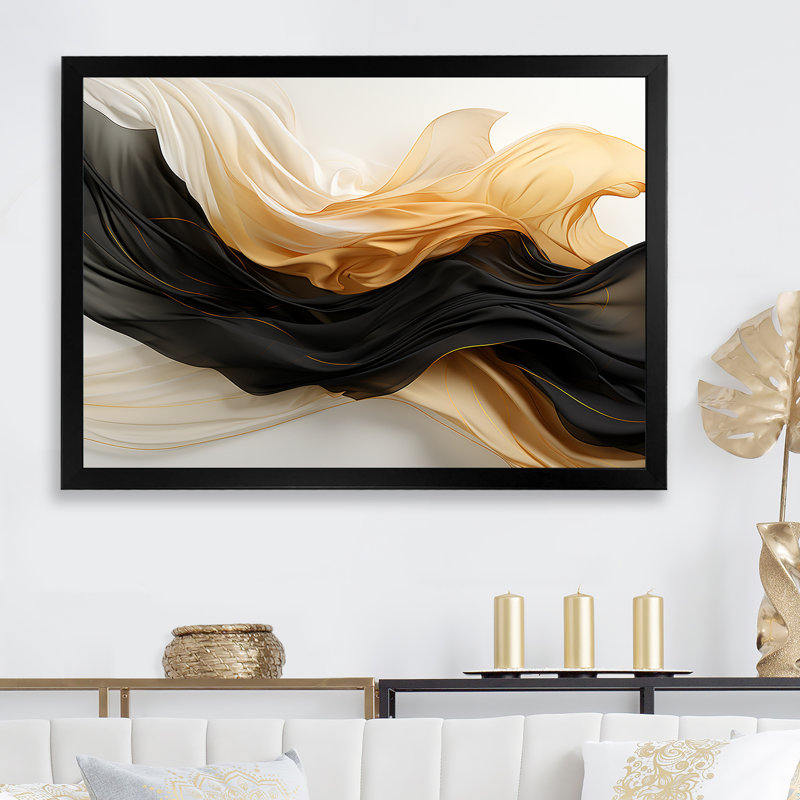 Art mural, impression sur toile, formes abstraites, Cadre simple noir, H 12 po x l 20 po x P 1 po
