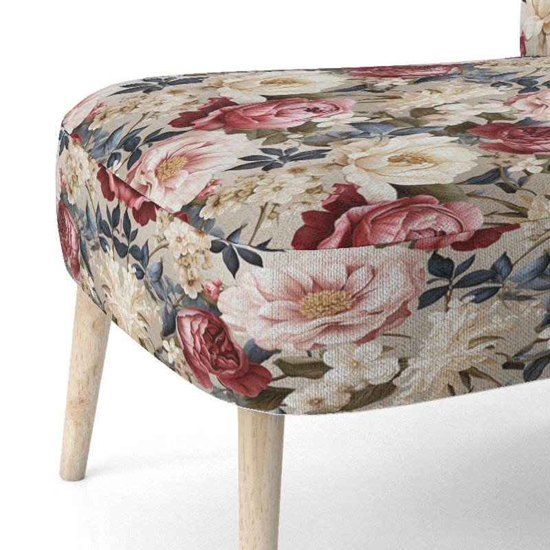 Chaise d'appoint rembourrée A, Jardin de pivoines floral antique rose V