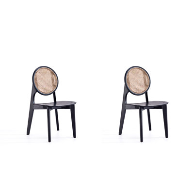 Versailles Industry Chic Solid Ash Wood Dining Side Chair in Black and Natural