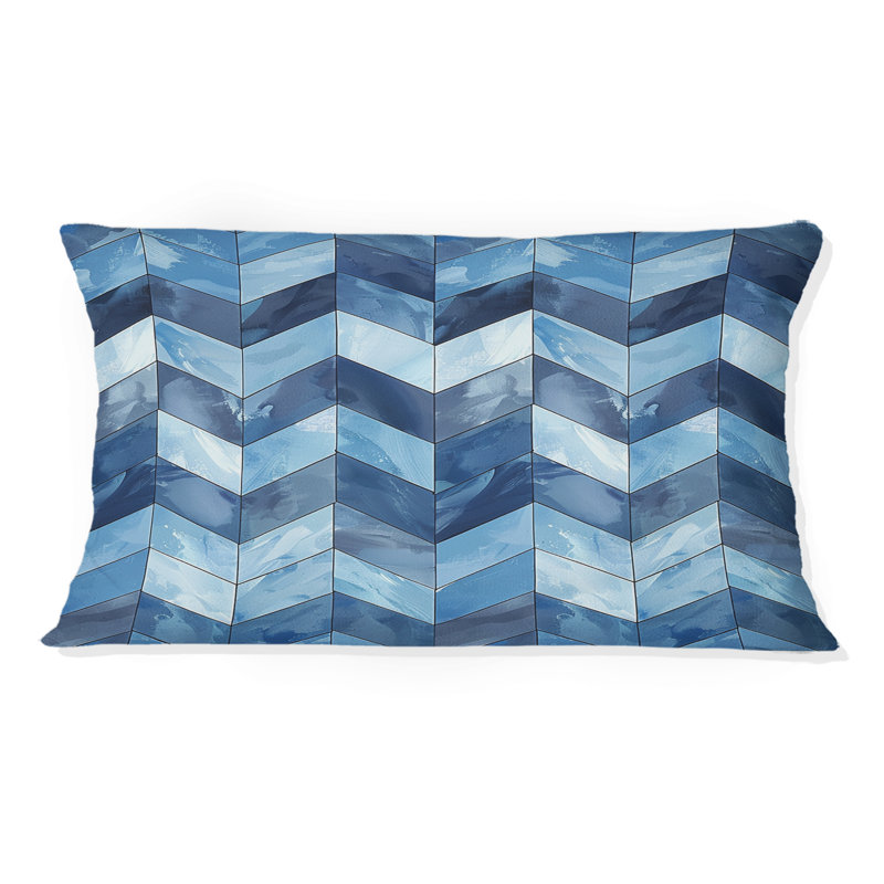 Blue Modern Chevron Charm II - Coussin lombaire moderne