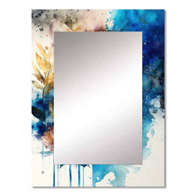 Tiger Portrait With Flowers II - Tiger Wall Mirror, Modern Decorative Mirror, Printed Metal Art