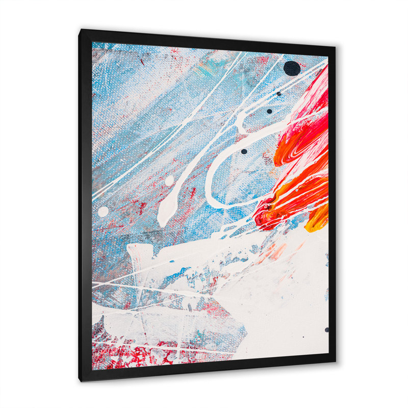 «Blue and Red Color Splatters», reproduction d'art sur toile encadrée, H 32 po x l 16 po x P 1 po, Cadre photo noir