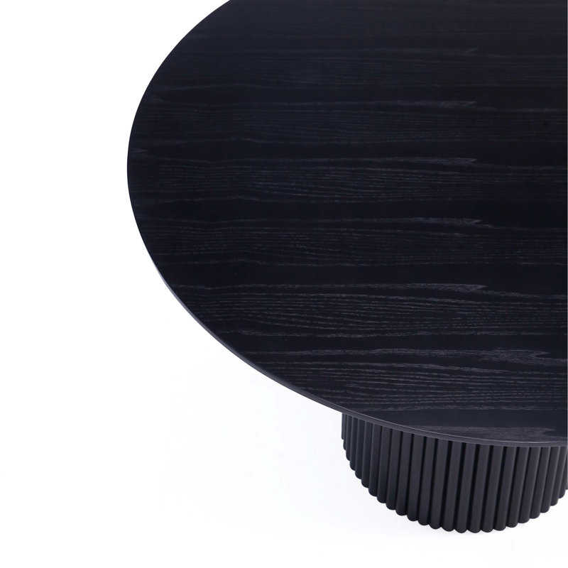 Table de salle à manger ronde noire, H 29,52 po x L 59,05 po x l 59,05 po, Noir