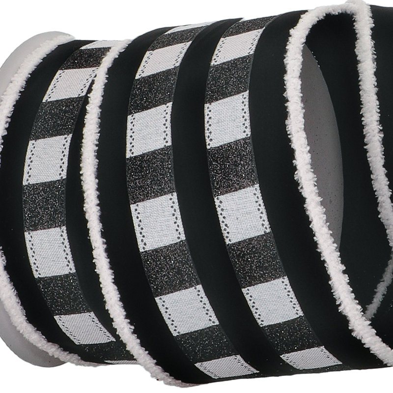 6'' Striped Fabric Ribbon, Black