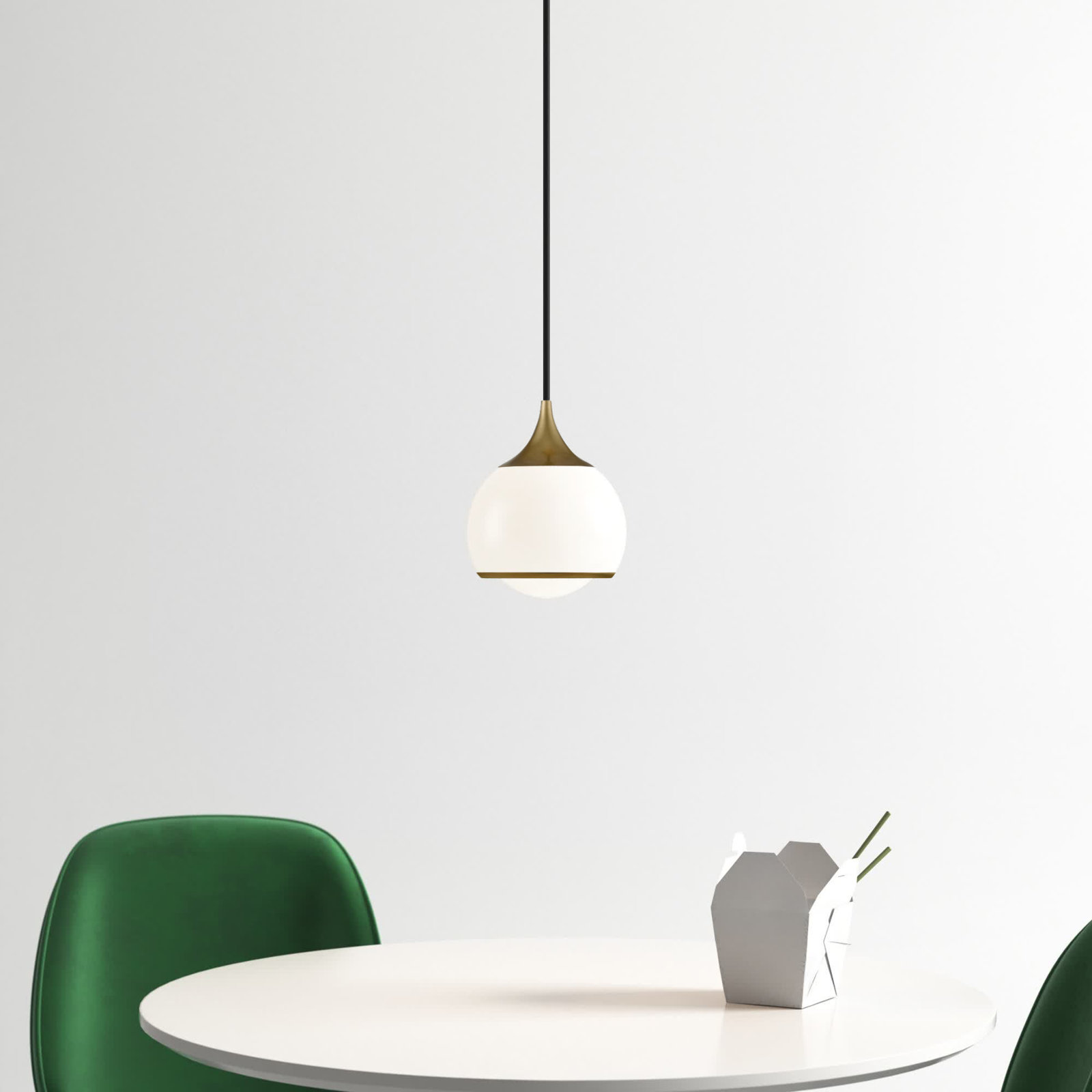 Kegan Single Light Glass Pendant, Aged Brass, 17.25" H x 14" W x 14" D