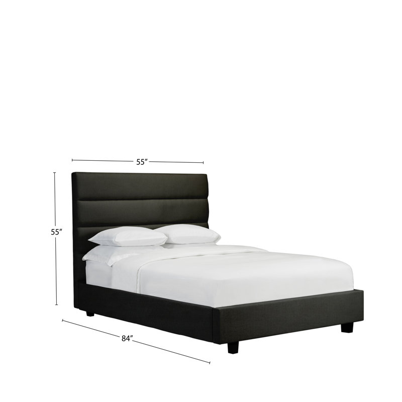 Lit plateforme tapissier avec rangement Stockstill, Cuir - Noir, Double
