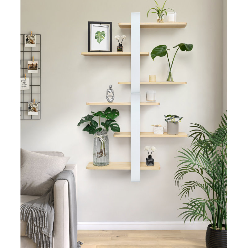 Floating Shelf, White/Natural Wood