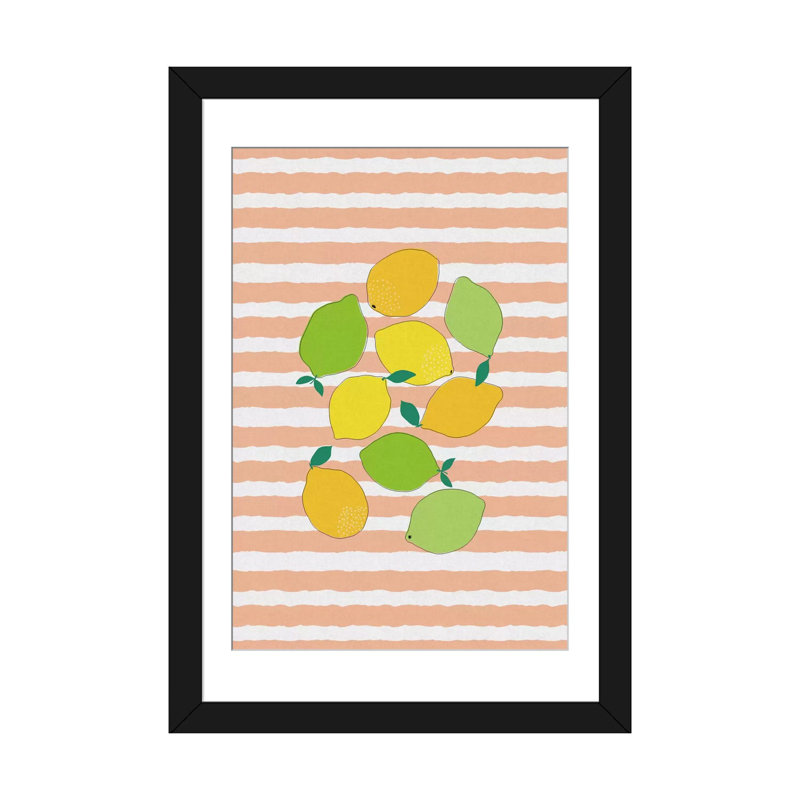 " Citrus Crowd " by Orara Studio, Black Framed Fine Art Paper, White, 24" H x 16" W x 1" D
