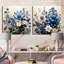 Blue Bonnets - Bouquet de fleurs blanches - Ensemble de 2 collages floraux carrés-871657813-871657803
