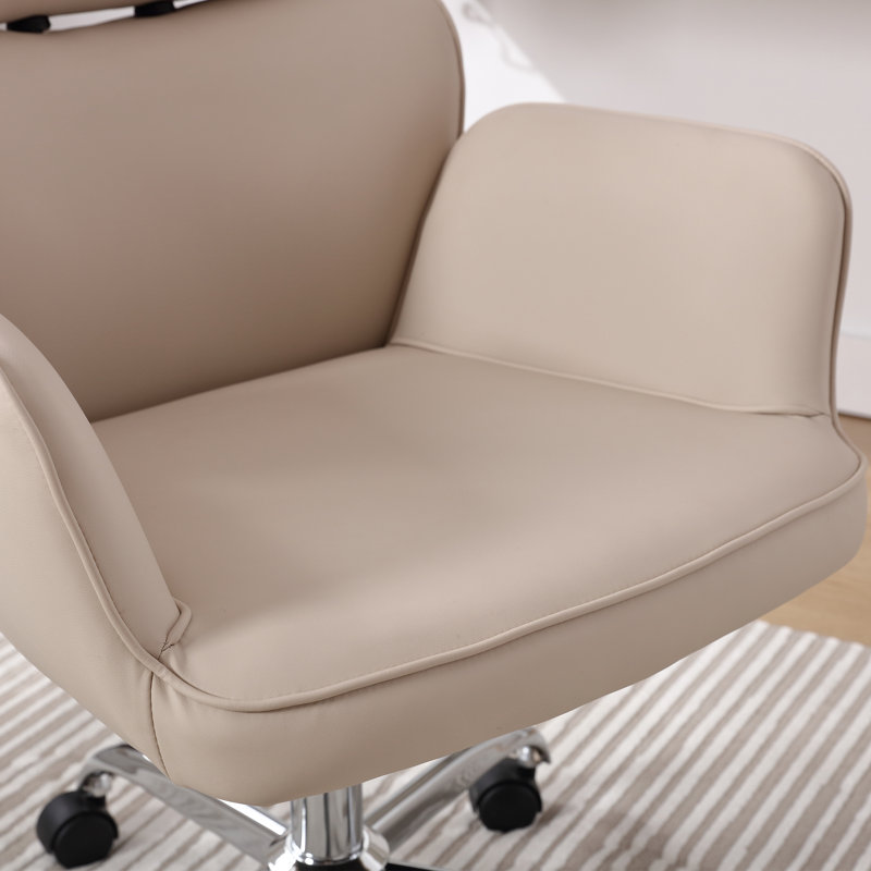 Caylin Swivel Faux Leather Task Chair, Light Gray