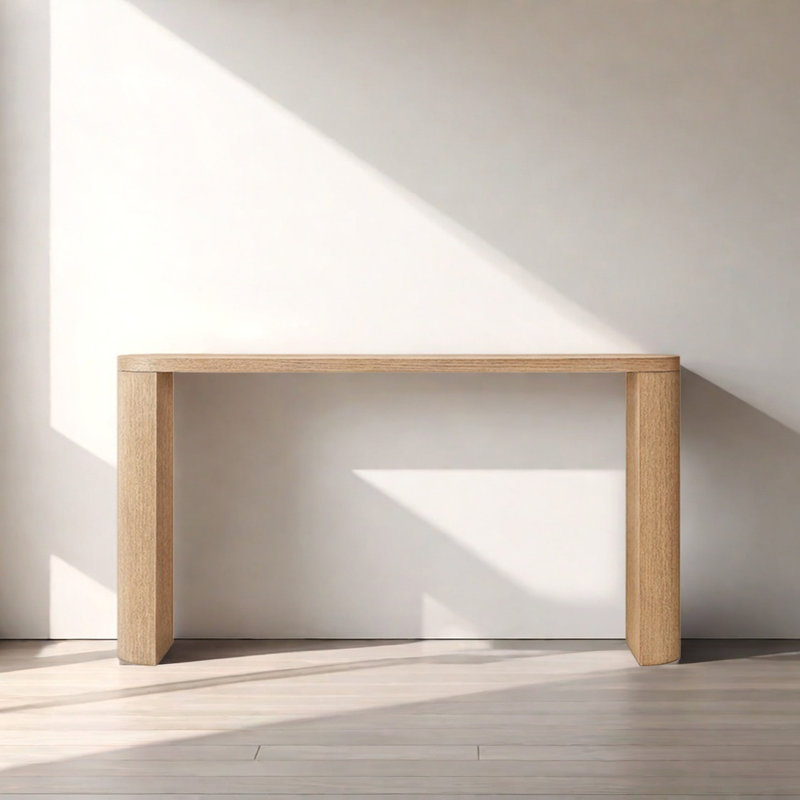 Console de style champêtre, H 33,86 po x l 59,84 po x P 11,81 po, Bois naturel