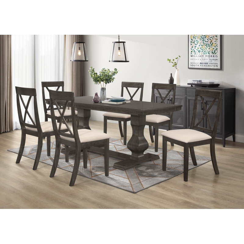 Gareth 6 - Person Trestle Dining Set, Taupe