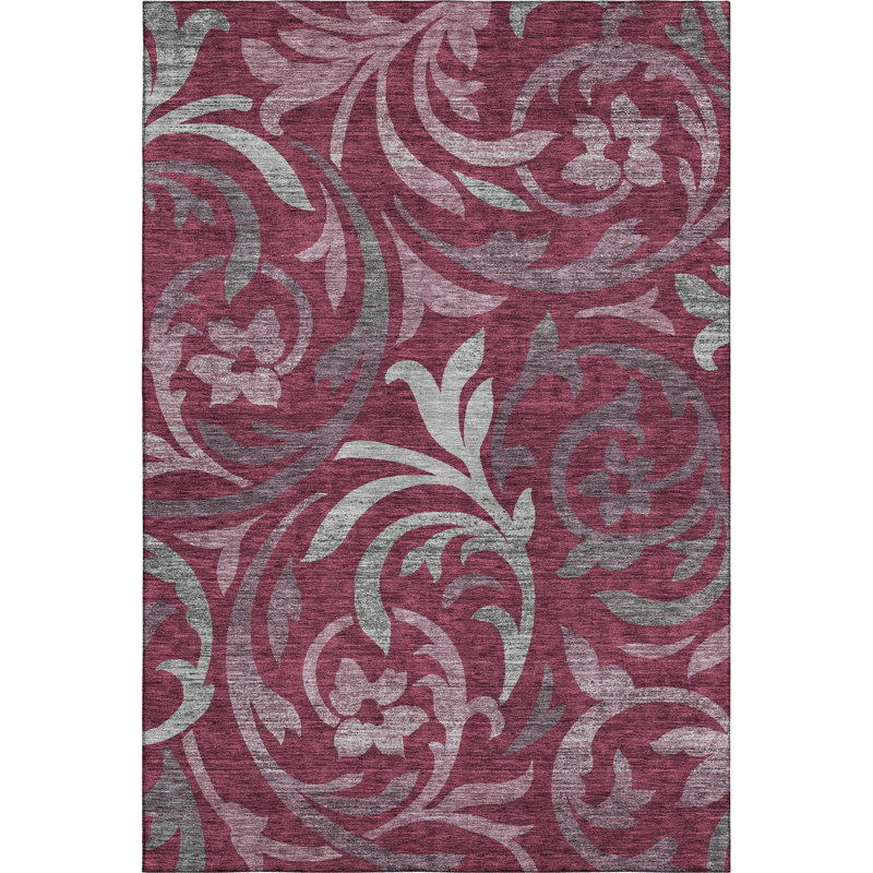 Premium Machine Washable Prisco Garnet Rug, Rectangle 9' x 12'