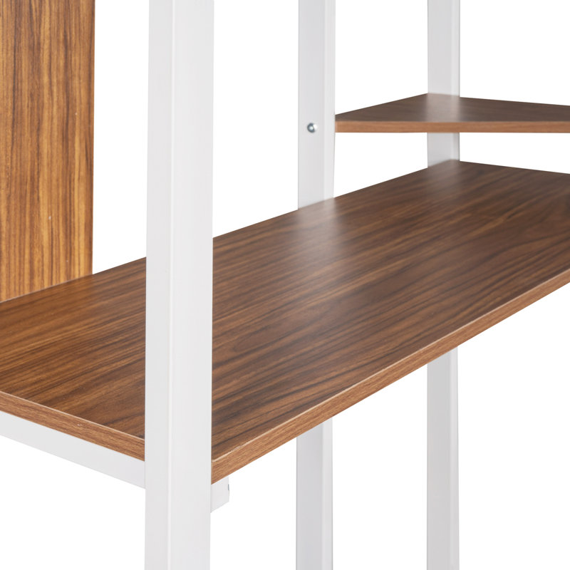 Lit mezzanine en métal avec bureau Lit simple avec cadre et rangement, Blanc