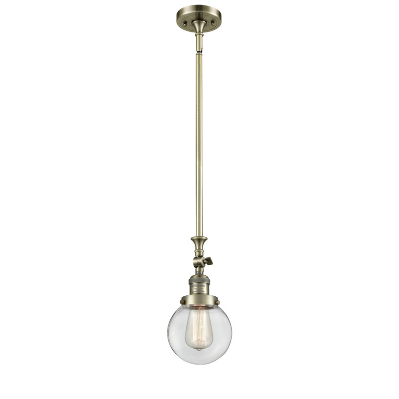 Luminaire suspendu sphère 1 lumière Zarmayr, Transparent, Cuivre antique, Ampoule DEL 6 watts Vinage