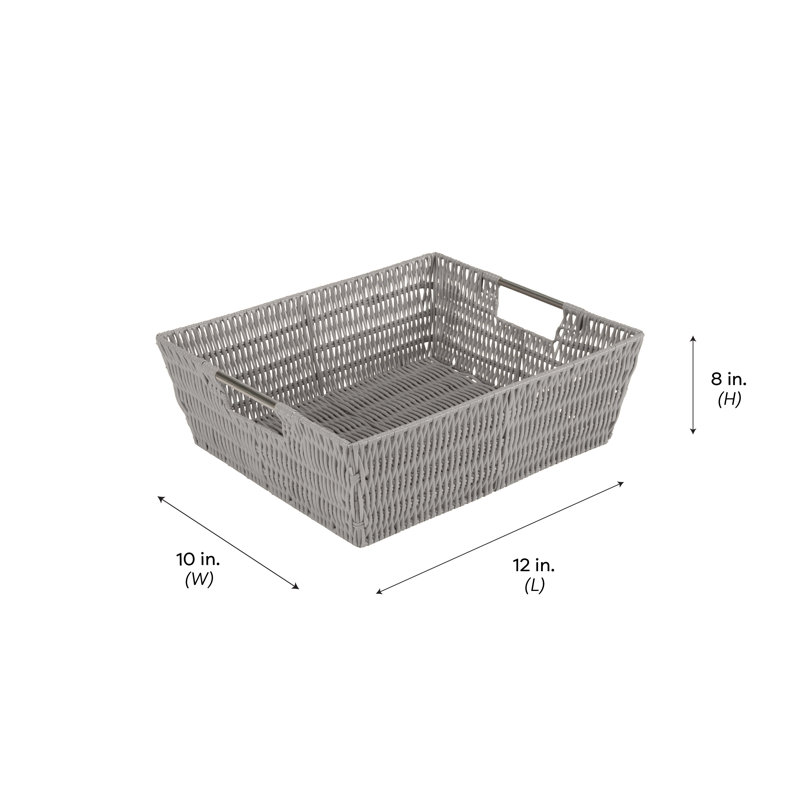 Simplify Plastic Box, Light Gray, 5" H x 13" W x 15" D
