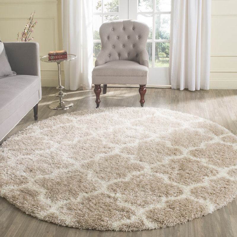 Bertl Sgm-Montreal Shag Performance Geometric Rug, Round 6'7"