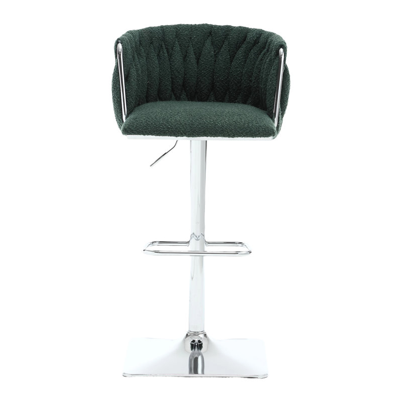 Dalicia Swivel Upholstered 65.02cm Counter Stool with Metal Frame, Emerald