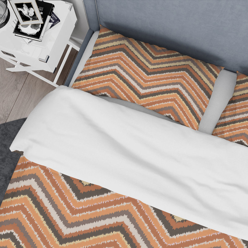 Ensemble de housse de couette en microfibre orange / beige / noir 3 pièces, Housse de couette pour très grand lit et 2 très
